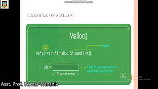 SYBBACA Data Structure Dynamic Memory Allocation amp its function Asst Prof Komal Wanshiv [upl. by Chansoo]