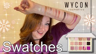 🎄 WYCON  GLAMOROUS PALETTE 🎄 tutti gli swatches 🥰  One b Queen [upl. by Neelon]