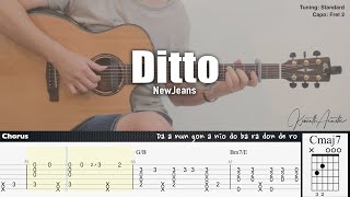 Ditto  NewJeans  Fingerstyle Guitar  TAB  Chords  Lyrics [upl. by Ynagoham]