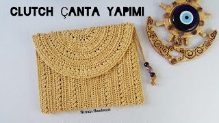 Kağıt İpten Kapaklı CLUTCH Çanta Yapımı Örgü PORTFÖY Çanta [upl. by Anifesoj559]