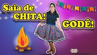 Saia de chita para festa junina  saia godê com elástico 💙 [upl. by Yelnet335]