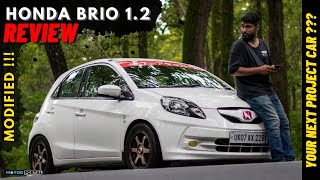 Honda Brio 12 Petrol Review  JDM Theme with performance mods [upl. by Dido]