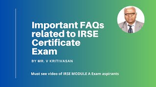 Most important questions related to IRSE CERTIFICATION EXAM MODULE A [upl. by Warrenne]