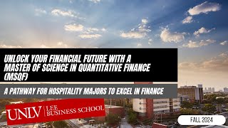 Quantitative Finance MSQF  A Finance Pathway for Hospitality Majors [upl. by Quintin542]