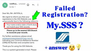 Failed registration of MySSS quotName andor date of birth does not matchquot  SSS [upl. by Anelad]