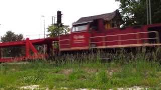 Hohenzollerische Landesbahn langer Güterzug Allmendingen beim Bahnübergang Eisenbahn [upl. by Norek]