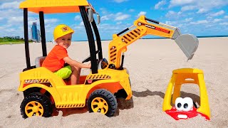 Vlad and Niki had a Fun Day on the Beach Plying with Mom and Sand [upl. by Ahsikram]