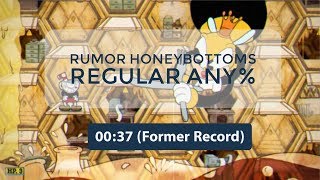 Cuphead  Rumor Honeybottoms Regular Any  World Record Speedrun 0037 Current Patch OBSOLETE [upl. by Alleacim638]