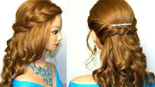 Curly prom hairstyle for medium long hair Tutorial [upl. by Felizio]