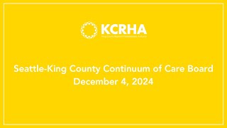 Continuum of Care Board  December 4 2024 [upl. by Enelyk]