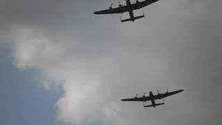 Lancaster Bombers flypast at Dambusters Derwent Dam 21092014 [upl. by Gerlac]