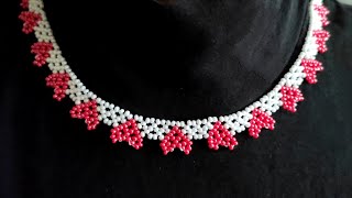 How to make bead heart necklace DIY simple beaded necklace with seed beads tutorial [upl. by Celik128]