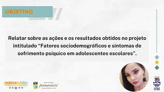 SOFRIMENTO PSÍQUICO E DESEMPENHO ESCOLAR EM ADOLESCENTES UM RELATO DE EXPERIÊNCIA [upl. by Essirahs]