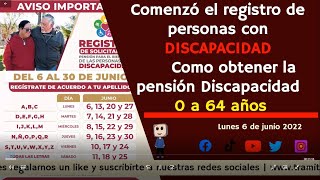 Comenzó registro de personas con DISCAPACIDAD  Como obtener la pensión Discapacidad  0 a 64 años [upl. by Nelda]