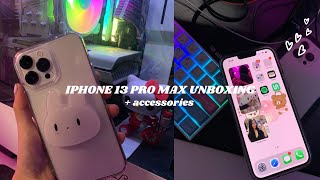 Unboxing Iphone 13 pro max  accessories  aesthetic  256GB SILVER EDITION [upl. by Eehc]