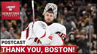 POSTCAST BRADY TKACHUK OT WINNER LEADS OTTAWA SENATORS PAST BOSTON BRUINS IN LINUS ULLMARK RETURN [upl. by Adalia]