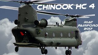 4Kᵁᴴᴰ 4K UHD Boeing Chinook HC 4 no18 Sqaudron RAF Odiham AIRSHOW Fairford RIAT 2017 [upl. by Eyllek]