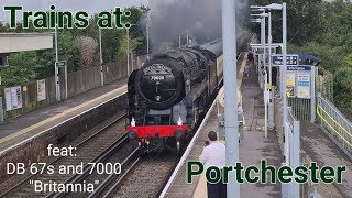 Trains at Portchester feat 7000 quotBritanniaquot and DB Class 67s [upl. by Haerr41]