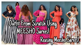 Outfit From Scratch Using Meesho Sarees  6 Dresses From 6 Sarees  nayalooks  Navya Varma [upl. by Milson]