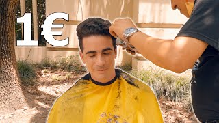 ASMR 1€ di TAGLIO di CAPELLi per STRADA dal BARBIERE CINESE [upl. by Aneloaup390]