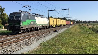 ELL Vectron loco RTB Cargo with Container Train at the famous Dutch Railroad curve near Hrt 🇳🇱209👍🚂 [upl. by Bainbridge]