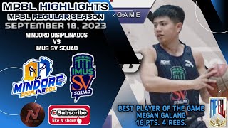 MPBL HIGHLIGHTS MINDORO DISIPLINADOS VS IMUS SV SQUAD SEPTEMBER 18 2023 [upl. by Leachim320]