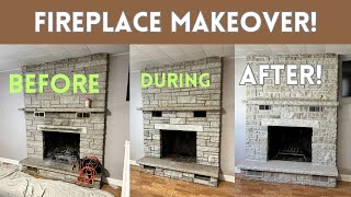 Tutorial FIREPLACE MAKEOVER Cleaning and Refreshing a stone fireplace DIY [upl. by Hallagan251]