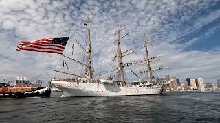 US Coast Guard Cutter Eagle transits through Boston Harbor [upl. by Anirod51]