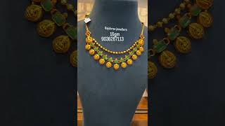 Lakshmi kasu green stone necklace designs and jewellery collections start from 10 grams [upl. by Eita235]