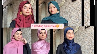 5 easy wedding hijab tutorials  hijab styles with earrings  hijab styles by Tuba Naim [upl. by Groves]