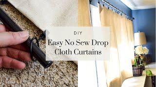 No Sew Drop Cloth Curtains  Curtain Hack [upl. by Tiffanle]