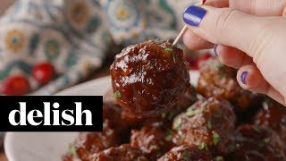 How To Make Cranberry Meatballs  Delish [upl. by Novled239]