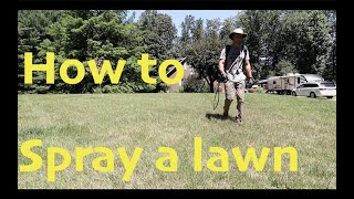 How to spray a lawn  Backpack Sprayer [upl. by Archambault653]