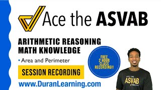 ASVAB Arithmetic Reasoning  Geometry Area and Perimeter Session Recording [upl. by Bray]