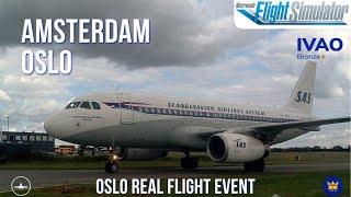 MSFS LIVE  IVAO OSLO RFE  Fenix A319  SAS REAL OPS  CaptHMW [upl. by Ateuqal944]