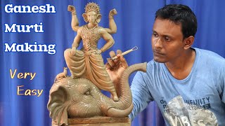 Ganeshji murti making on elephant head  mitti ki murti banna  clay art [upl. by Dorcas332]