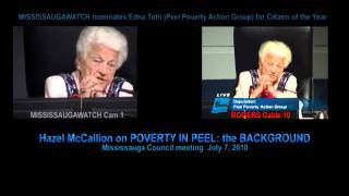 Peel poverty activist Edna Toth for quotCitizen of the Yearquot and Hazel McCallion on POVERTY in PEEL [upl. by Pilar947]