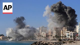 Video captures Israeli airstrikes in Tyre Lebanon [upl. by Ddart]