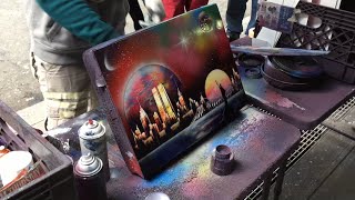 Amazing Spray Paint Art Times Square New York City [upl. by Irme233]