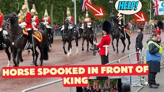 Horse Gets Spooked in Front of Kings Cart  Trooping The Colour 2024 [upl. by Charron]