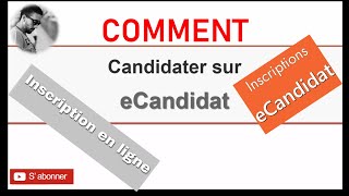 التسجيل عبر ECandidat Postuler à une formation sur eCandidat [upl. by Talmud]