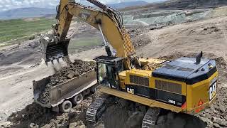 Caterpillar 390D Excavator Loading MAN amp Mercedes Trucks  Pyramis Ate [upl. by Marlea]