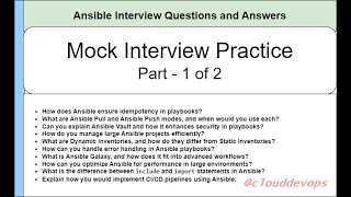 Ansible Interview Questions and Answers  1 [upl. by Nana]