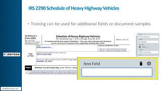 Formtran Vantage Document Skill IRS 2290 Schedule of Heavy Highway Vehicles [upl. by Milde]