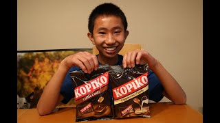 Kopiko Coffee and Cappuccino Candy Taste Test [upl. by Anahsit]