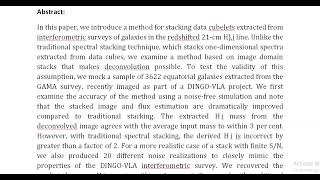 Interferometric cubelet stacking to recover H i emission from distant galaxies [upl. by Alemap362]