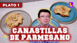 Canastitas de parmesano rellenas de pollo y alcachofa  El Gran Chef Famosos [upl. by Powel]