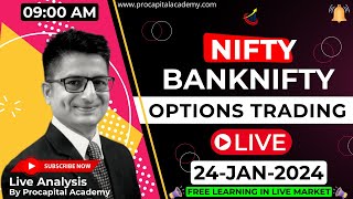 24 January Live Trading  Nifty Banknifty Live Options Trading  Nifty 50 Live nifty50 live [upl. by Yendic]