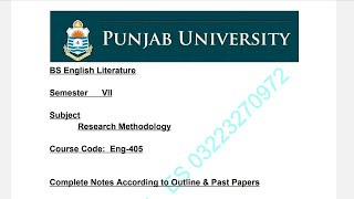 Eng405 Research Methodology 7th Semester  Complete Notes Acc to Outline amp Solved Past Papers [upl. by Case]