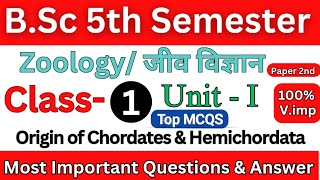 BSc 5th semester Zoology Mcqs paper 2nd unit 1 Origin of Chordates amp Hemichordata  Class 01 [upl. by Janis]